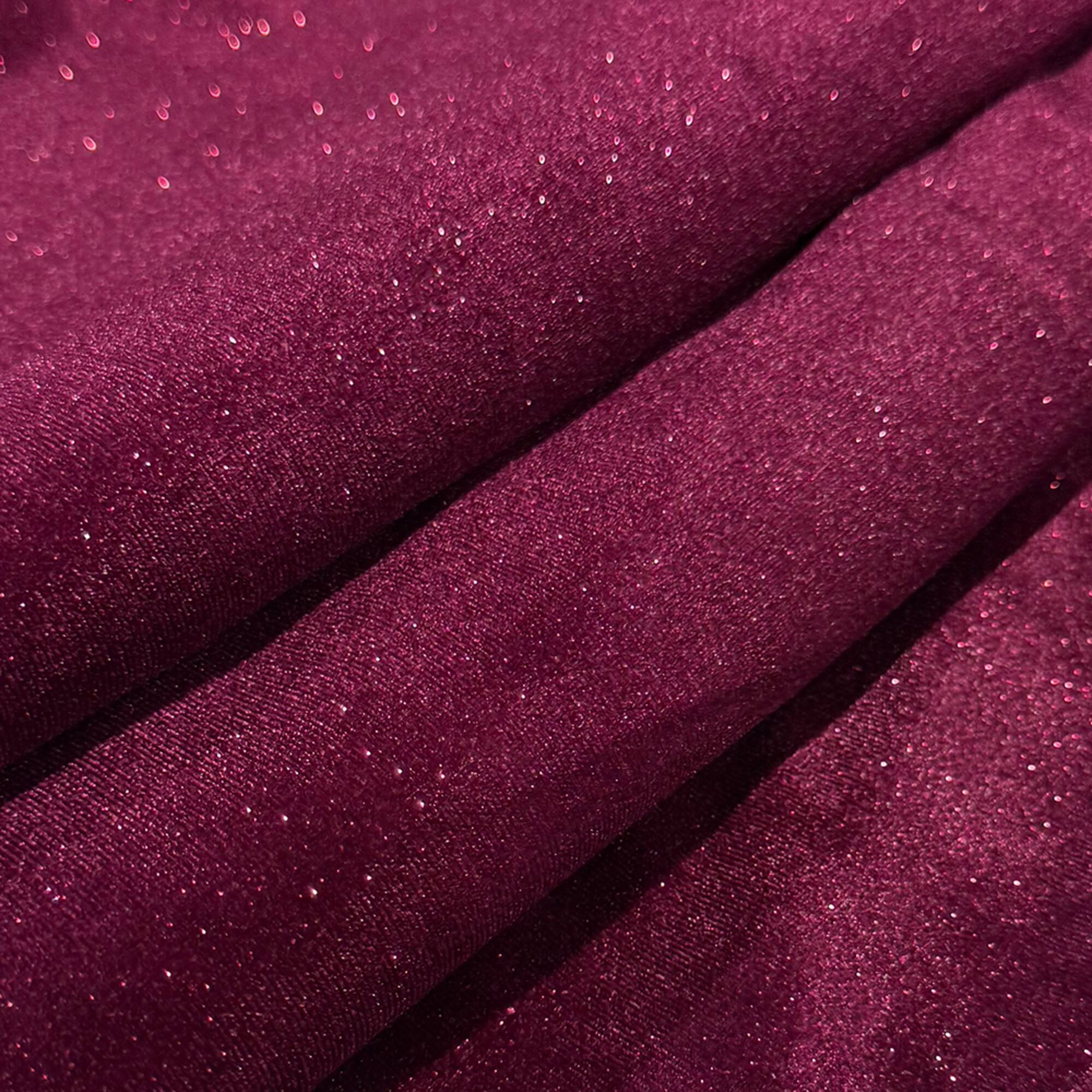 Feldman Maroon Sparkle Stretch Velvet Fabric